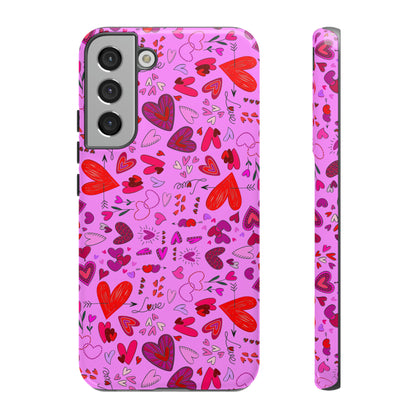 Heart Doodles - Fuschia Pink ff8eff - Tough Cases