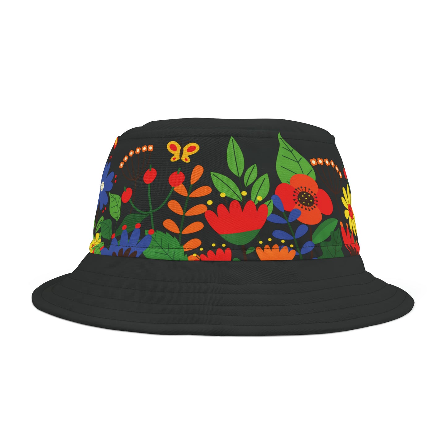 Bright Summer flowers - Black 000000 - Bucket Hat (AOP)