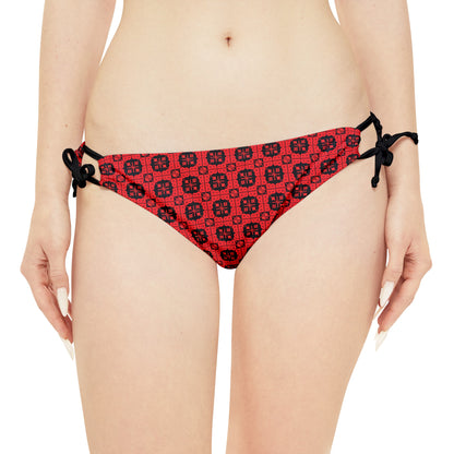 Letter Art - B - Red - Black 000000 - Strappy Bikini Set