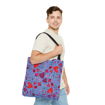 Heart Doodles - Fennel Flower 74a6ff - Tote Bag