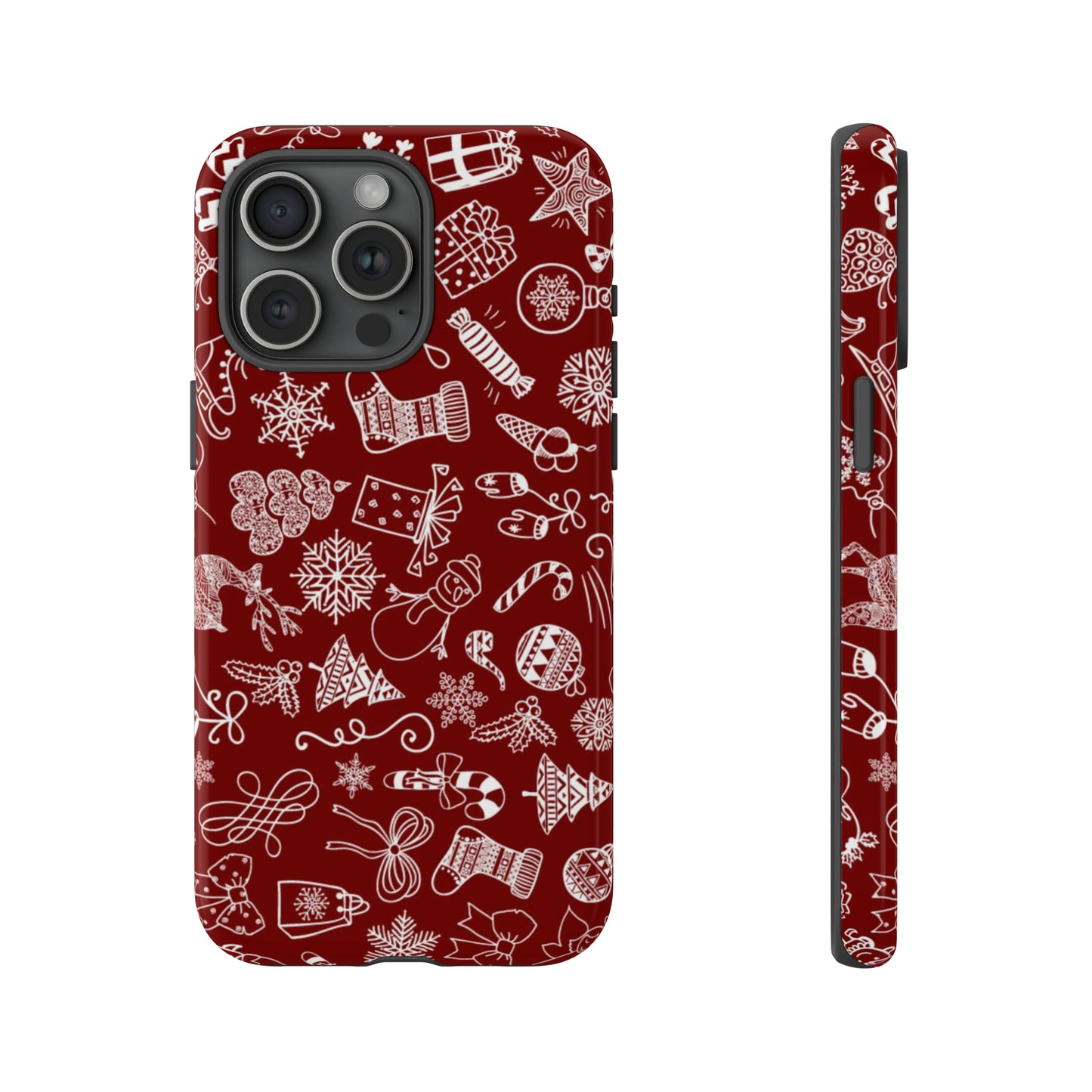 Christmas doodles on red - Tough Cases