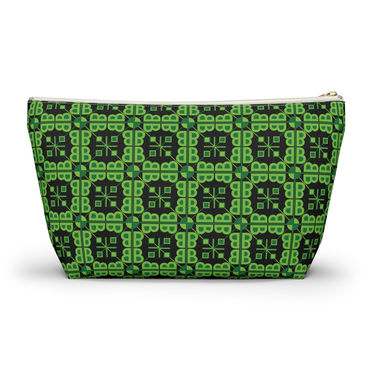 Letter Art - B - Green - Black 000000 - Accessory Pouch w T-bottom