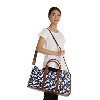 Futuristic pattern - Blue - Waterproof Travel Bag