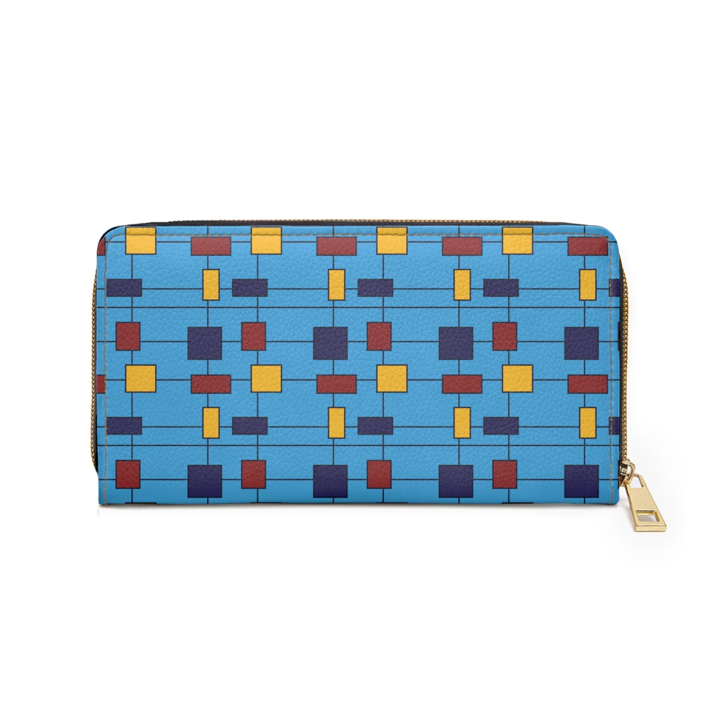 Inspired by Piet Mondrian - Blue Bolt 00b3ff - Zipper Wallet