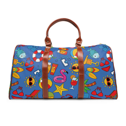 Summer Vibes - Azure 0080FF - Waterproof Travel Bag