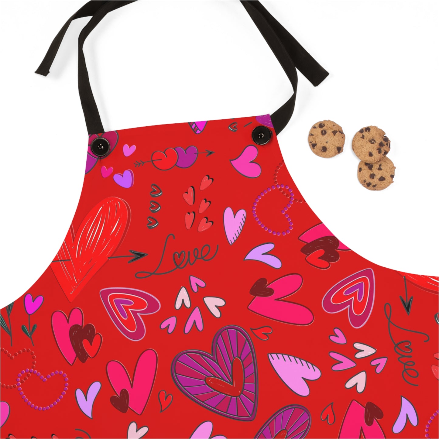 Heart Doodles - Scarlet de0000 - Apron