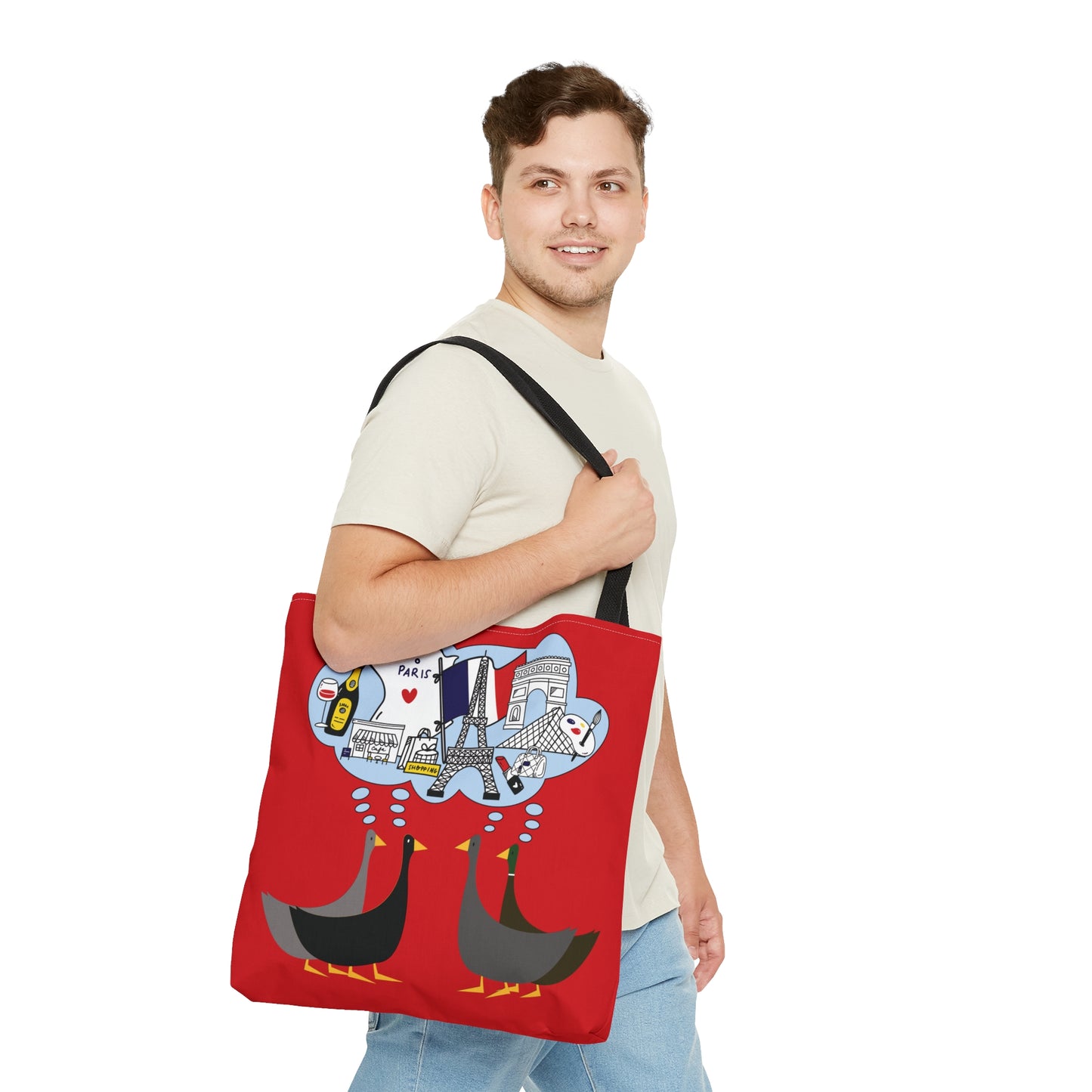 Ducks dreaming of Paris - Scarlet de0000 - Tote Bag