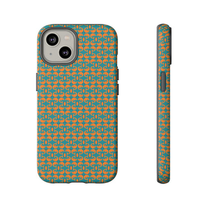 Playful dolphins - Orange - Aqua 008E97 - Tough Cases