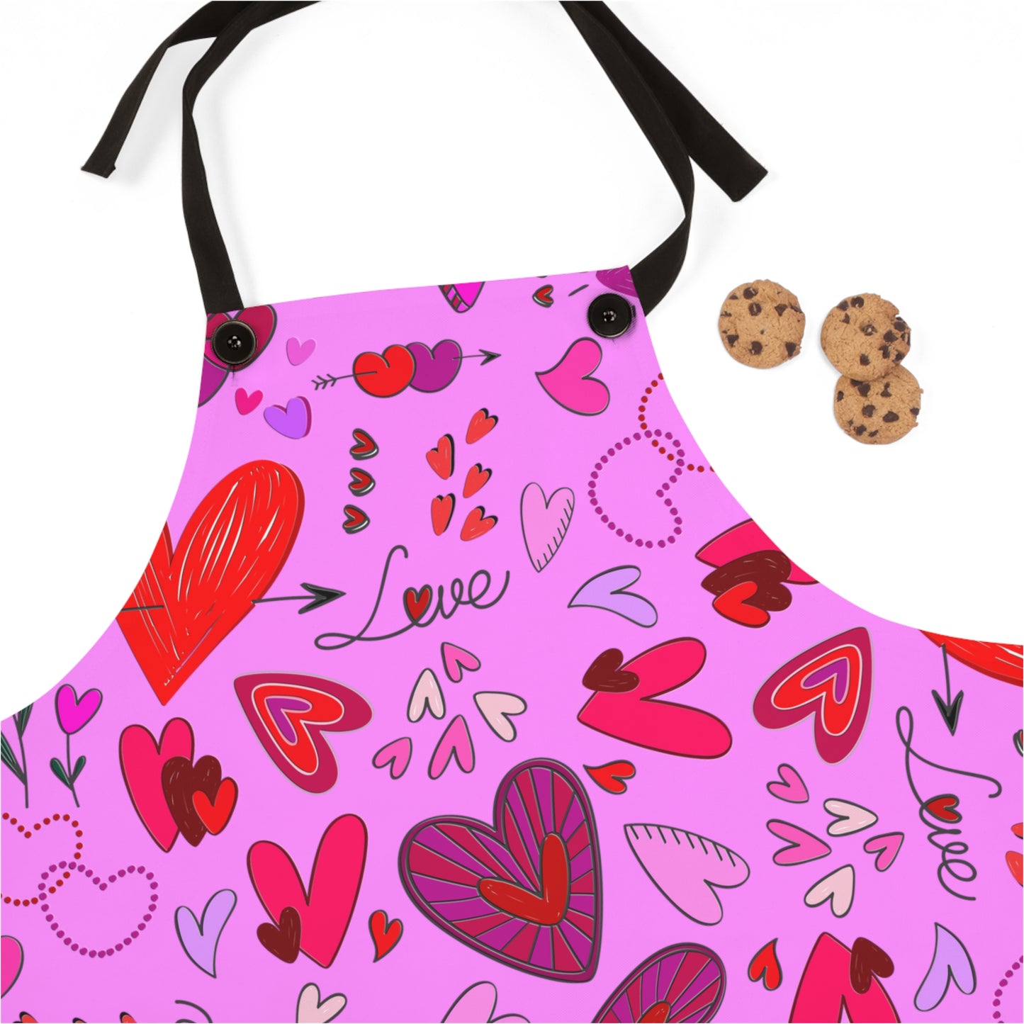 Heart Doodles - Fuschia Pink ff8eff - Apron