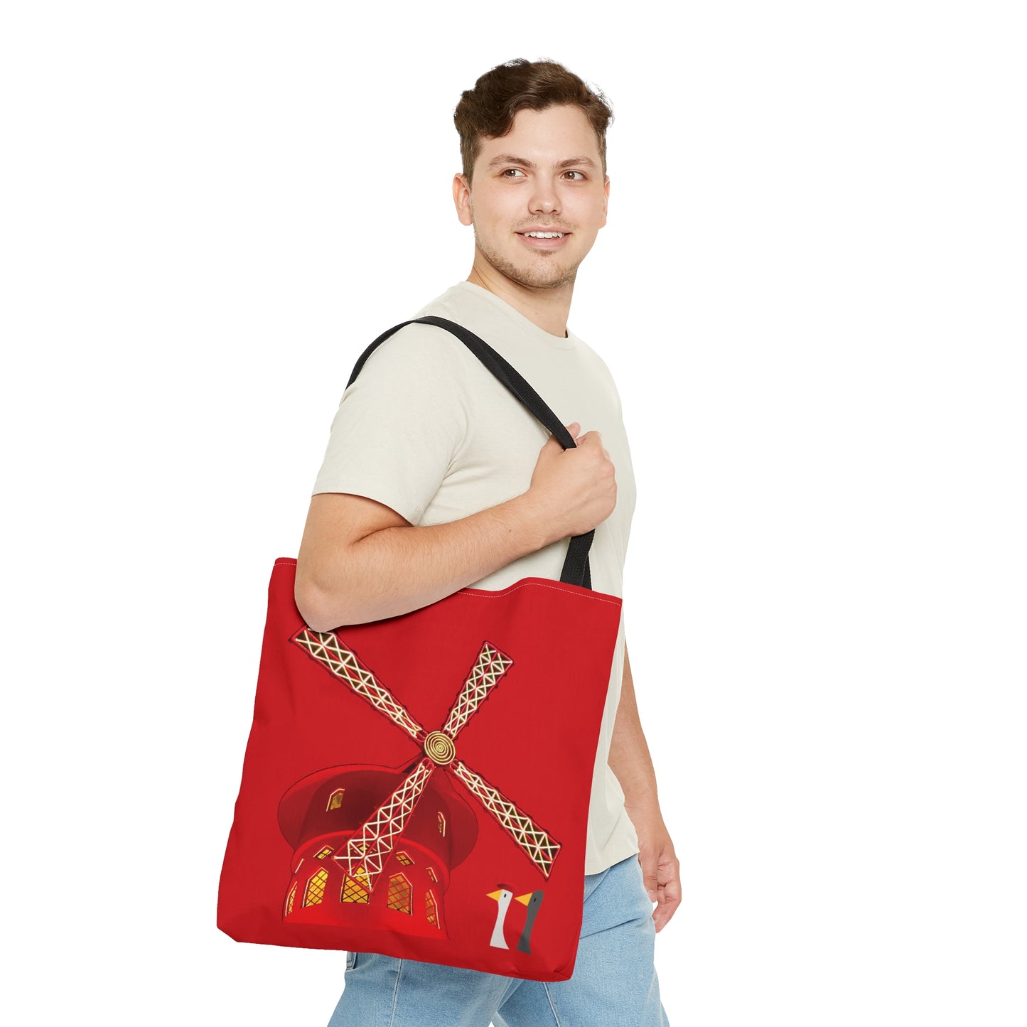 Ducks Visit Moulin Rouge - Scarlet de0000 - Tote Bag