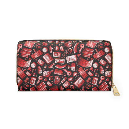 Travel Vibes - Red on Black 000000 - Zipper Wallet