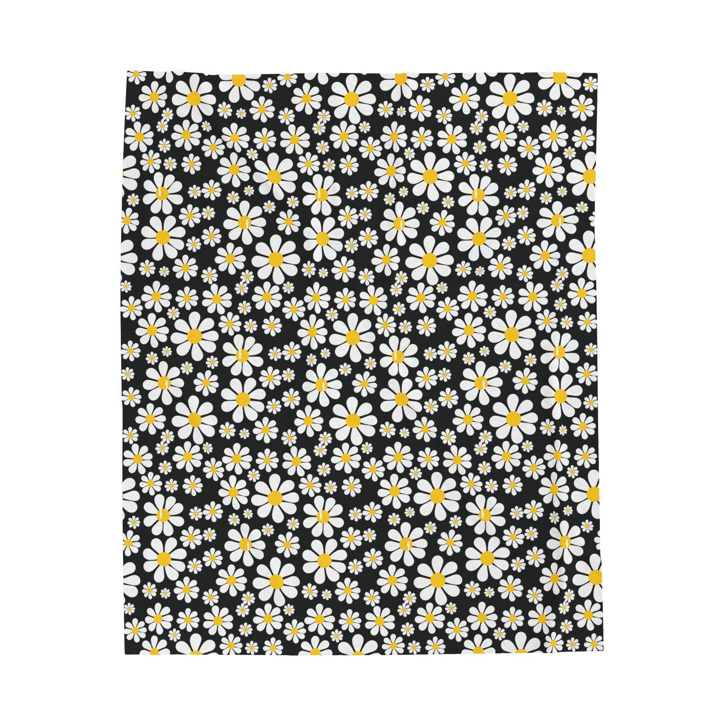 Ducks in Daisies - Black 000000 - Velveteen Plush Blanket