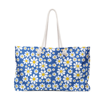 Ducks in Daisies - Small print - Azure 0080FF - Weekender Bag