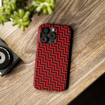 Zigs and Zags - Black - Scarlet - Slim Phone Cases