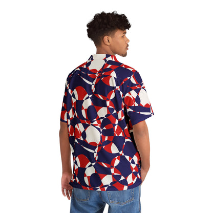 Scarlet Symphony and Sapphire Swirl Got Together - White - Men's Hawaiian Shirt