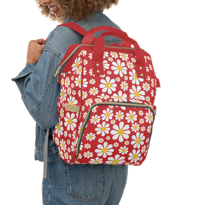 Ducks in Daisies - Scarlet de0000 - Multifunctional Diaper Backpack