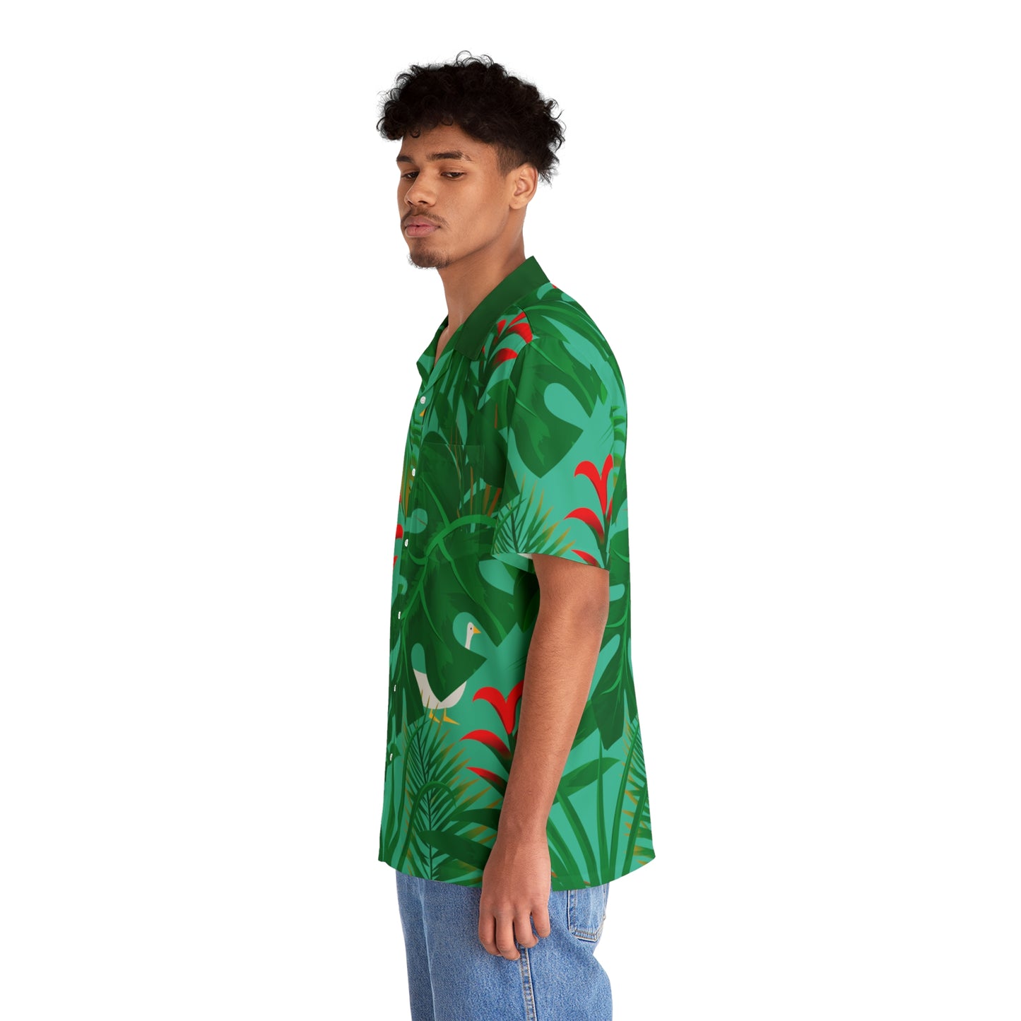Tropical Hideaway - Turquoise 12d3ad - Men's Hawaiian Shirt