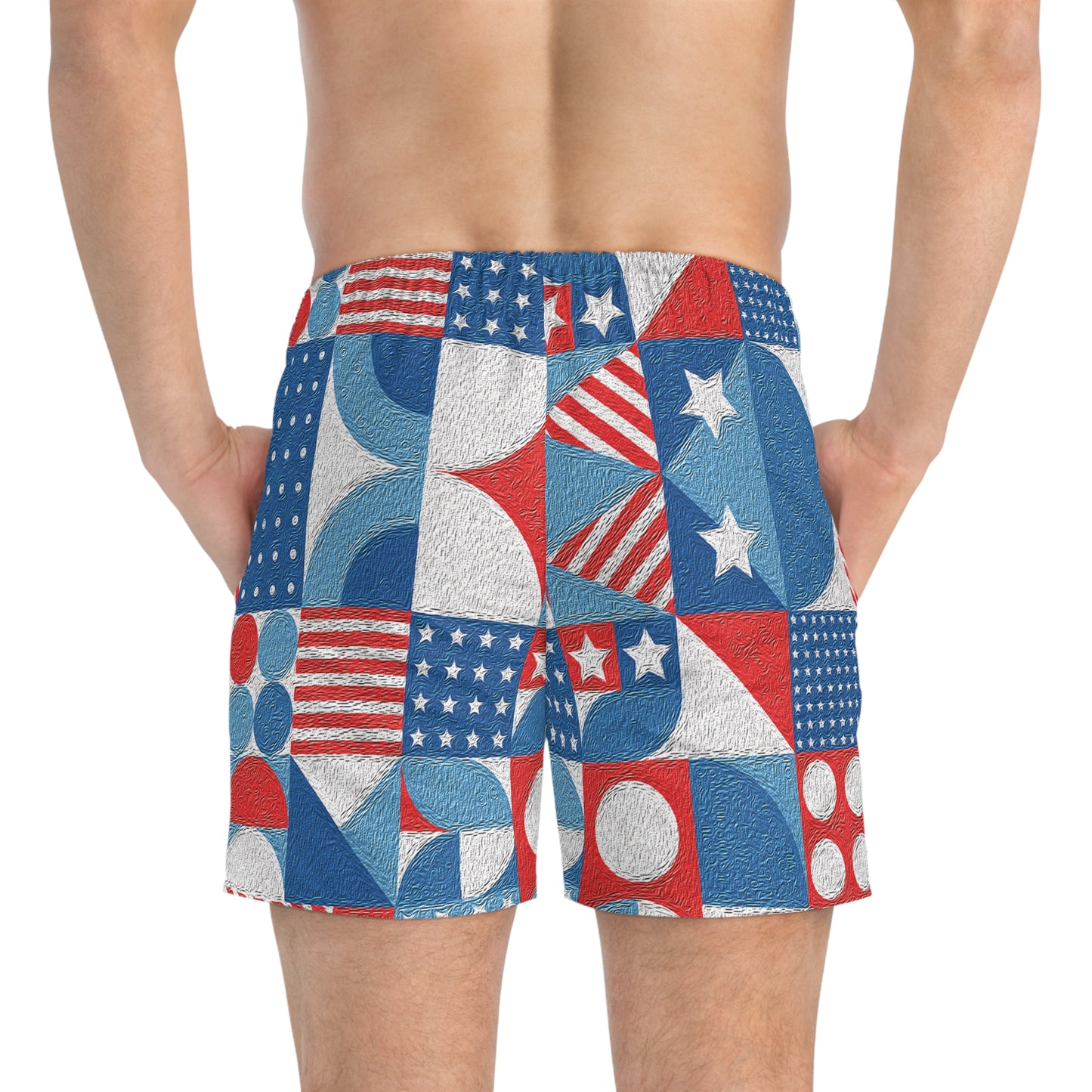 Red White and Blue Bold Pattern - Oil Paint Texture - BIG - Swim Trunks