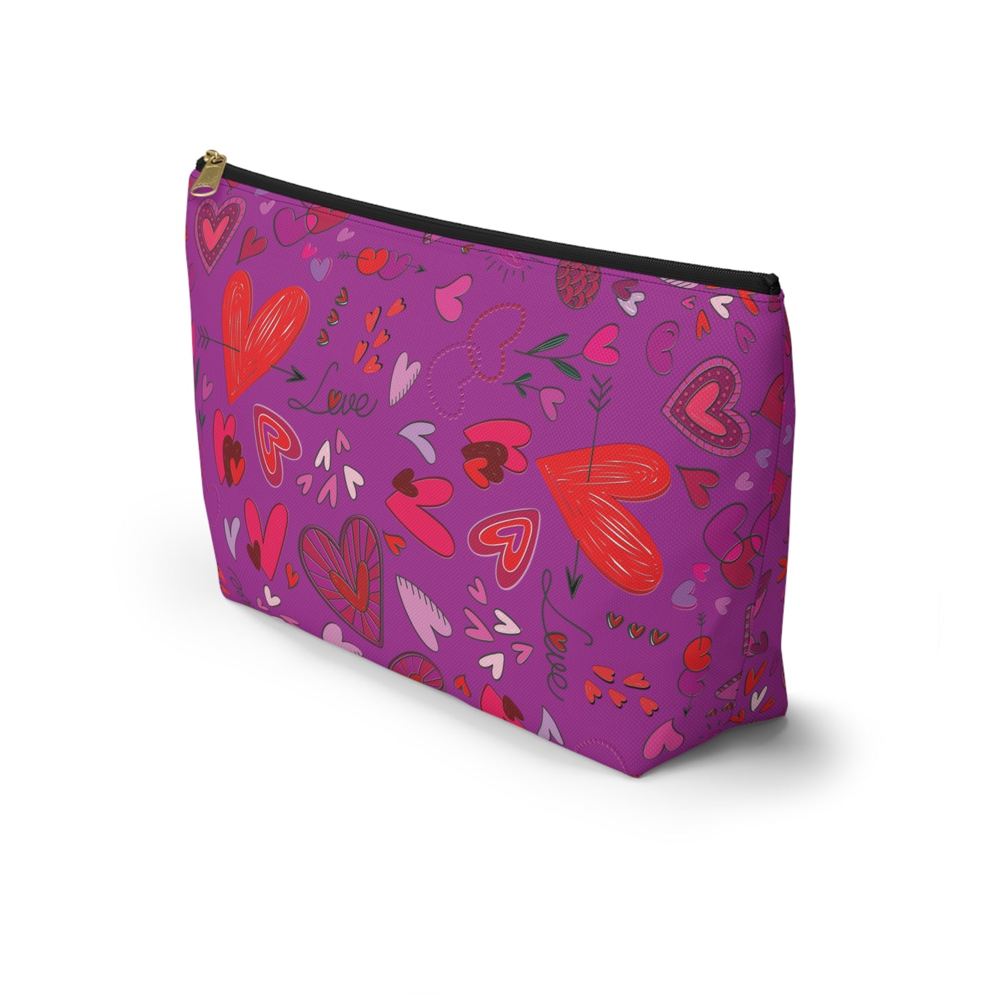 Heart doodles - Deep Magenta B805AE - Accessory Pouch w T-bottom