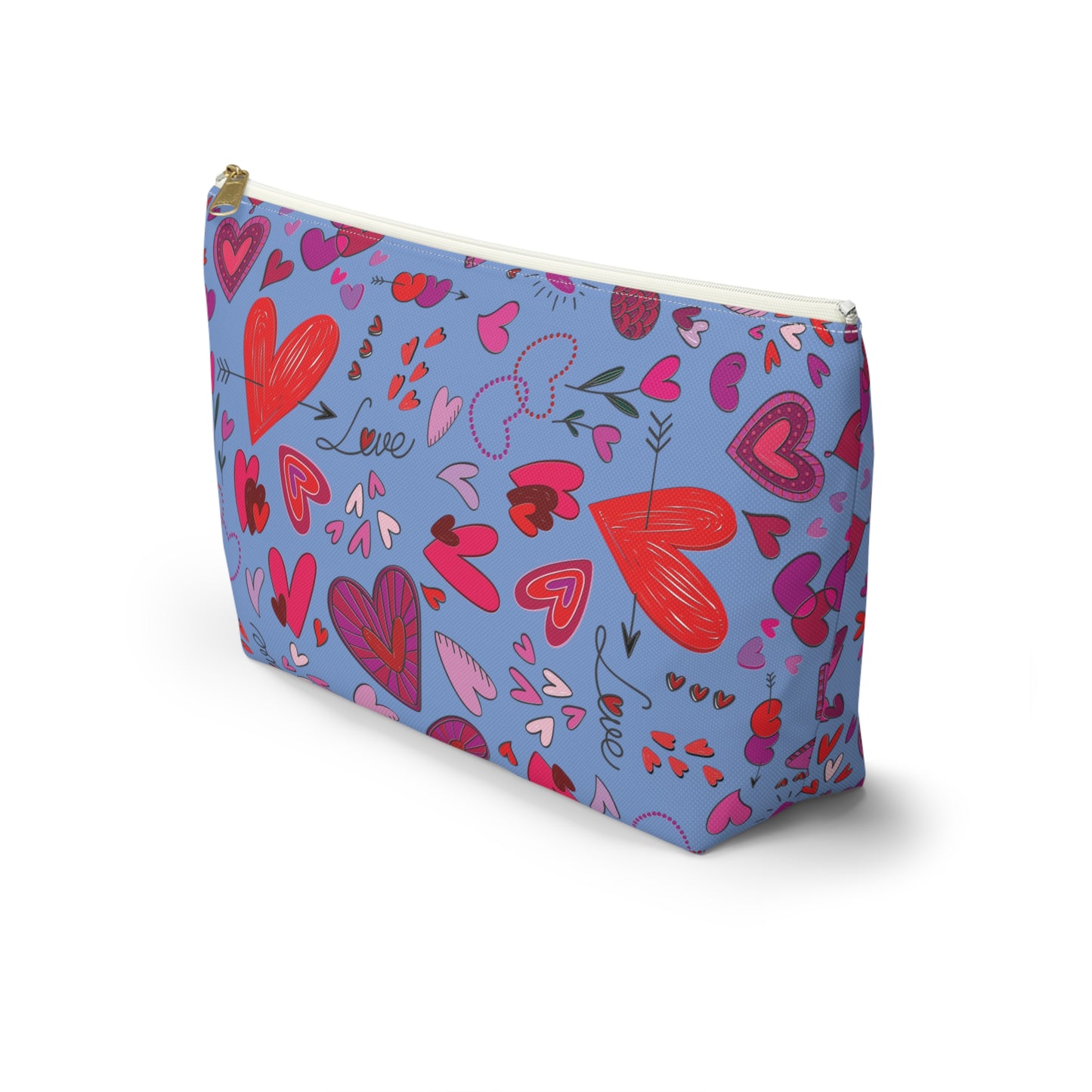 Heart Doodles - Fennel Flower 74a6ff - Accessory Pouch w T-bottom