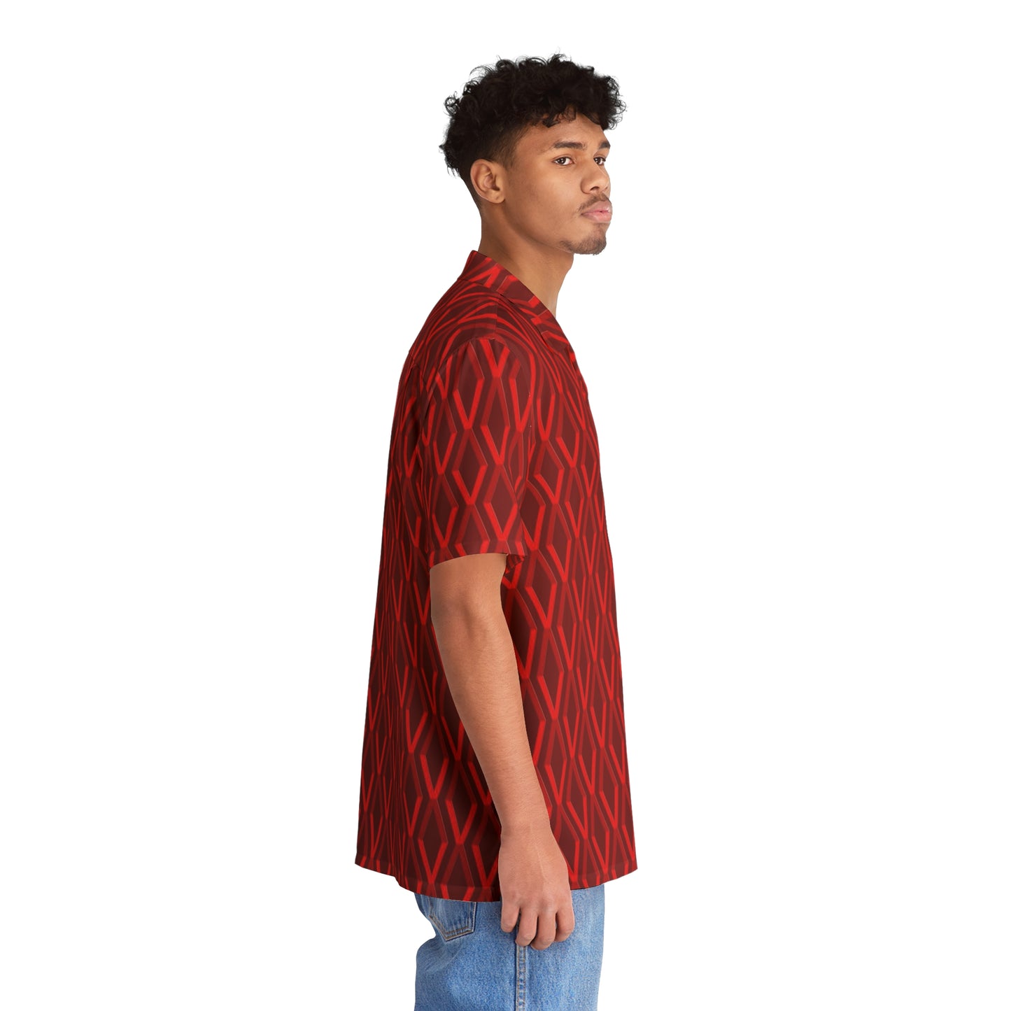 Diamond Geometric Pattern6 - Reds - Men's Hawaiian Shirt