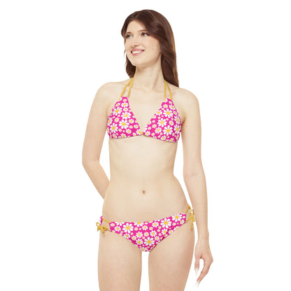 Ducks in Daisies - Mean Girls Lipstick ff00a8 - Strappy Bikini Set