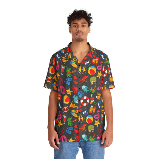 Summer Vibes - Black 000000 - Men's Hawaiian Shirt