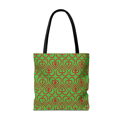 Ducks in the Deck - Red - Bright Apple Green 56BD00 - Tote Bag