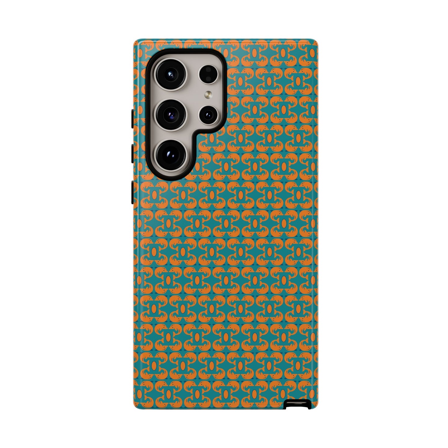 Playful dolphins - Orange - Aqua 008E97 - Tough Cases