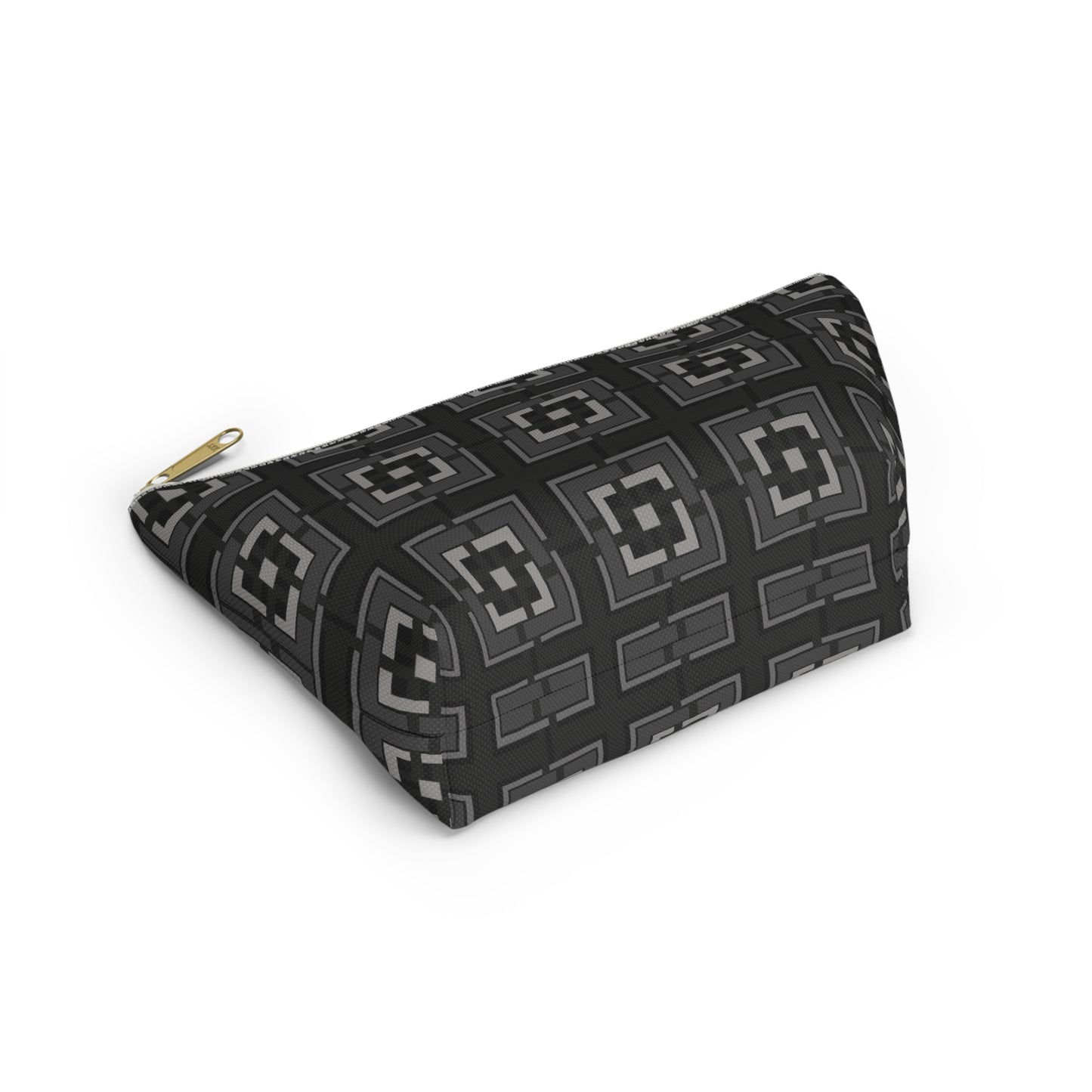 Intersecting Squares - Black - Black - Accessory Pouch w T-bottom