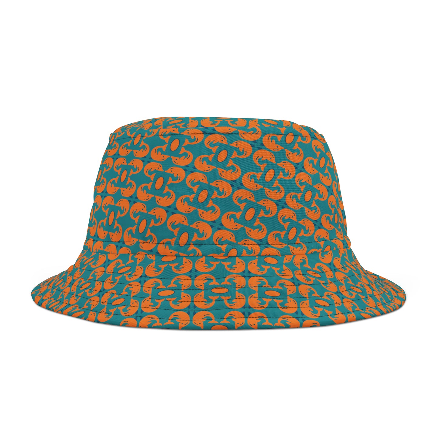 Playful dolphins - Orange - Aqua 008E97 - Bucket Hat (AOP)