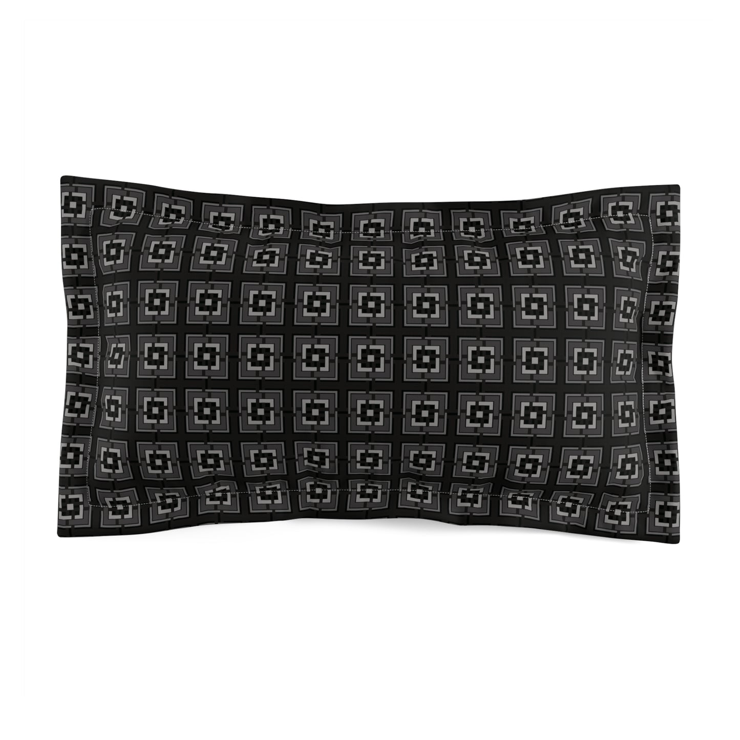 Intersecting Squares - Black - Black - Microfiber Pillow Sham