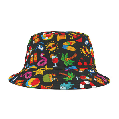 Summer Vibes - Black 000000 - Bucket Hat (AOP)