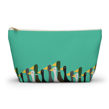 Marching ducks - Turquoise 12d3ad - Accessory Pouch w T-bottom