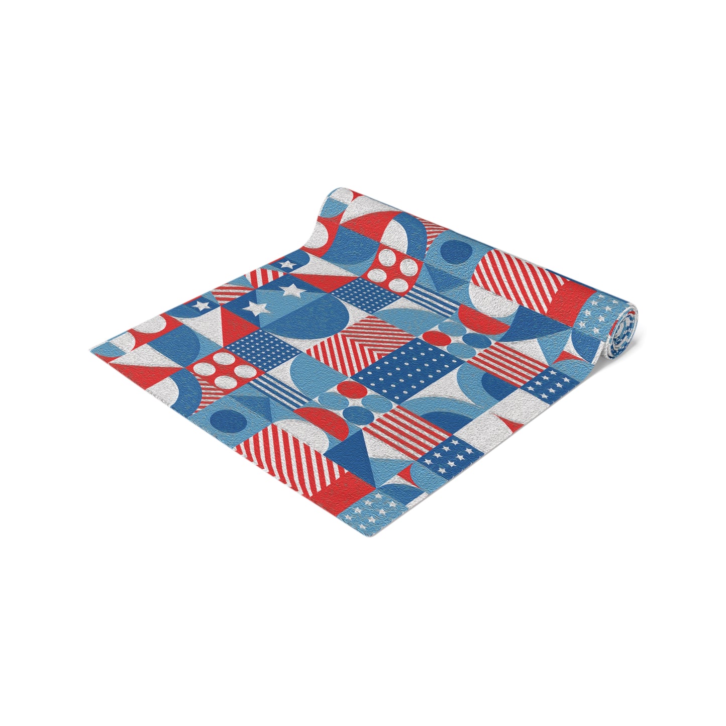 Red White and Blue Bold Pattern - Oil Paint Texture - Table Runner