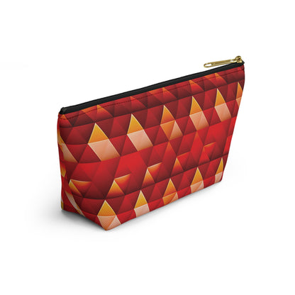 Geometric Flame - Red Triangles - Boston University Red d00000 - Accessory Pouch w T-bottom