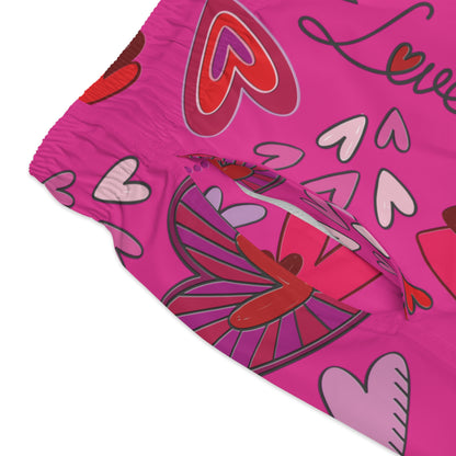 Hearts Doodle - Mean Girls Lipstick ff00a8 - Swim Trunks