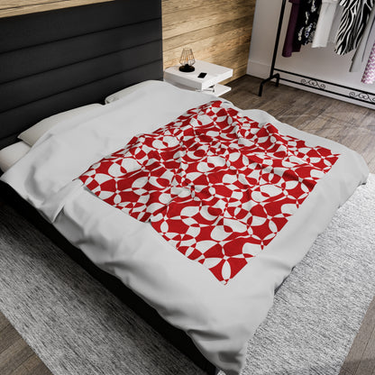 Scarlet Symphony - White - Velveteen Plush Blanket