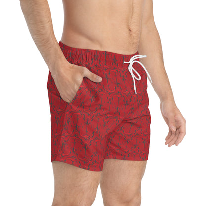 Anchors Away - Red - Dark Red ca1028 - Swim Trunks