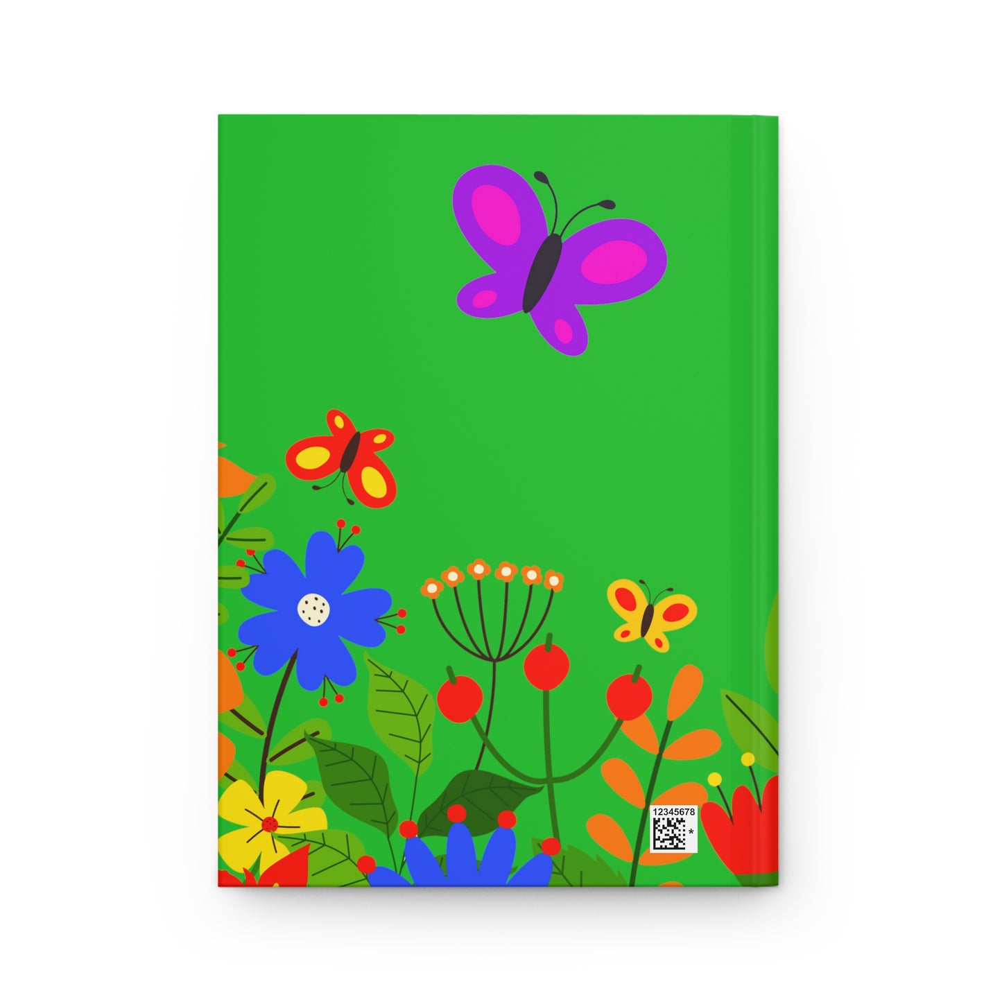 Bright Summer flowers - Lime Green 21C12E - Hardcover Journal Matte