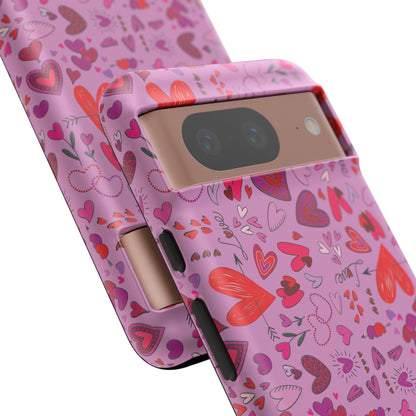 Heart Doodles - Fuschia Pink ff8eff - Tough Cases