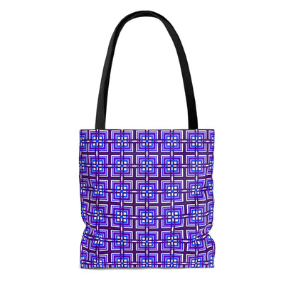 Intersecting Squares - Purple Blue - White ffffff - Tote Bag