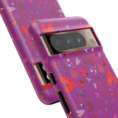 Heart Doodles - Deep Magenta B805AE - Tough Cases