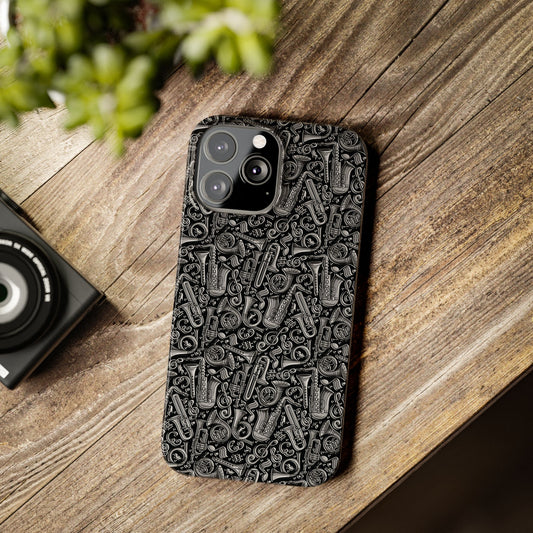 Band Camp - Gray - Black 000000 - Slim Phone Cases