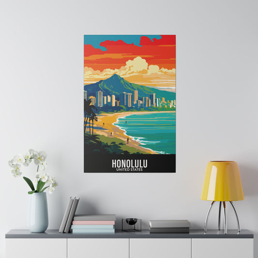 Honolulu - United States - Black 000000 - Matte Canvas, Stretched, 0.75"