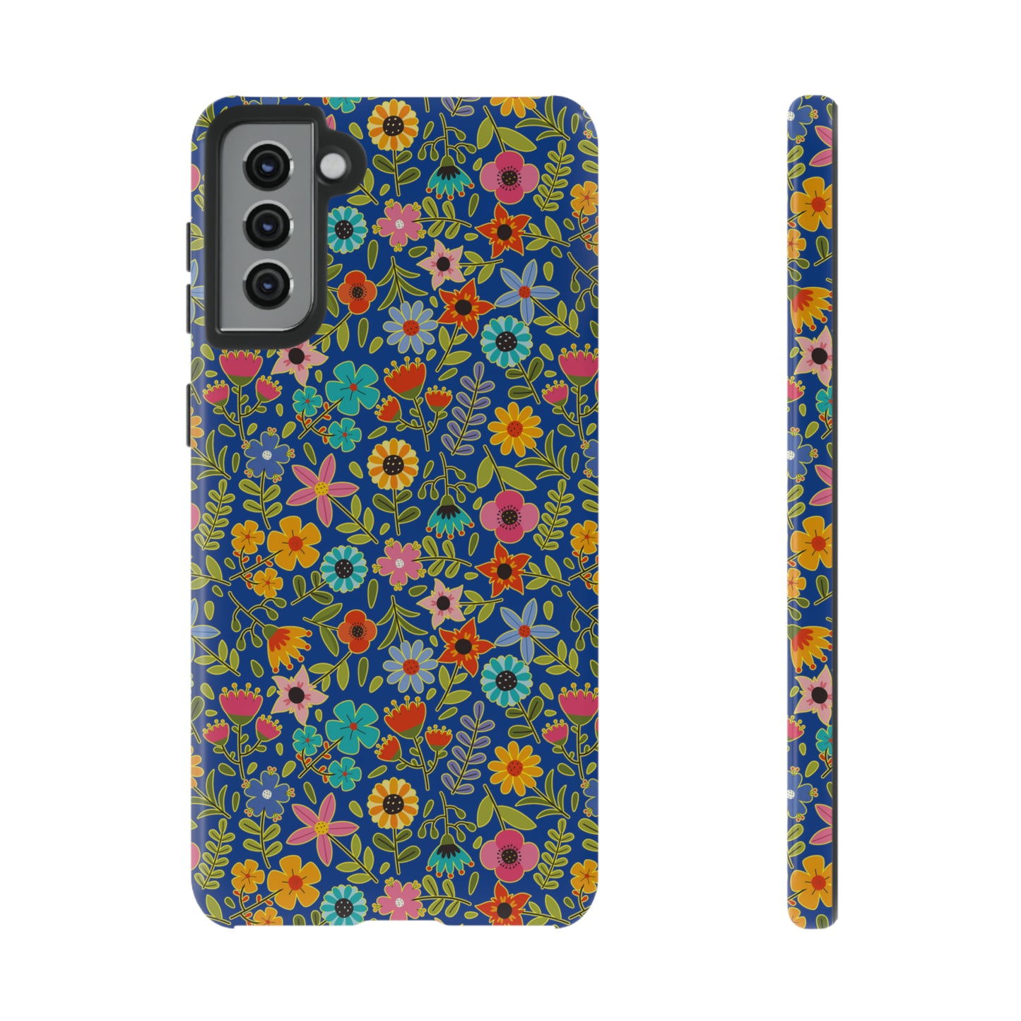 Playful Spring flowers - blue - Tough Cases