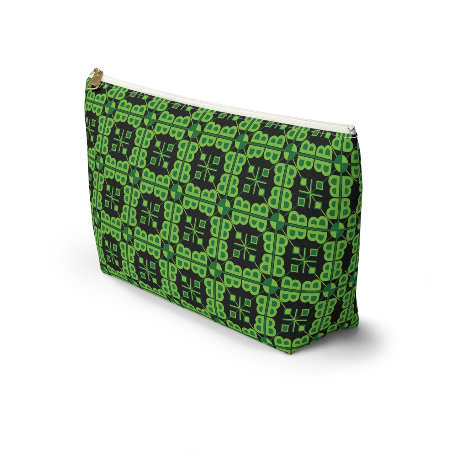 Letter Art - B - Green - Black 000000 - Accessory Pouch w T-bottom