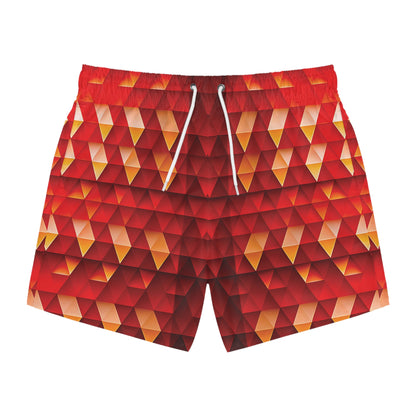 Geometric Flame - Red Triangles - Dark Candy Apple Red a00000 - Swim Trunks