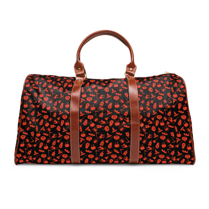 Halloween Scaries - Small - Orange - Black 000000 - Waterproof Travel Bag