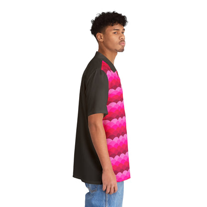 Variations on a Pink Rose - Sunrise - black 000000 - Men's Hawaiian Shirt (AOP)